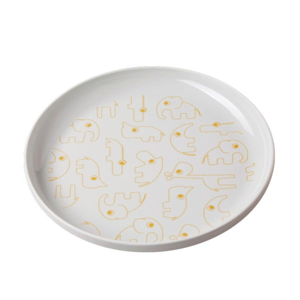 Dječji sivi tanjur sa žutim detaljima Done by Deer Yummy, Ø 20,5 cm