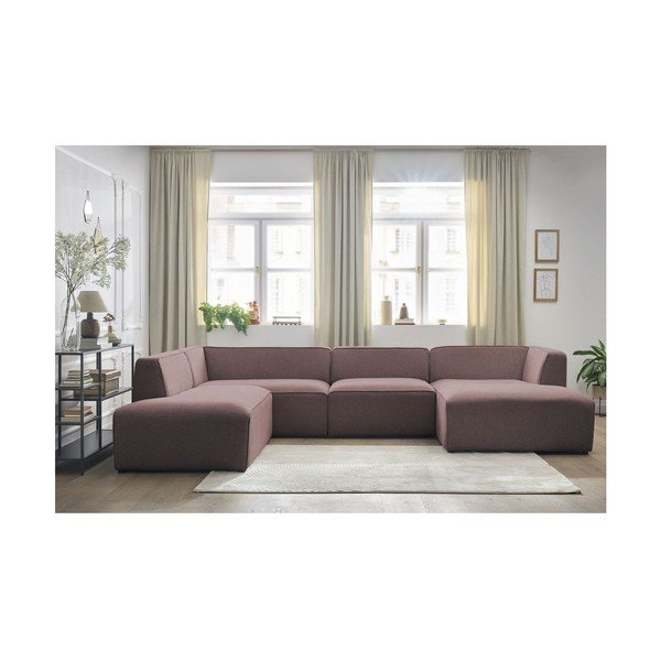 Ružičasta kutna garnitura (s lijevim kutom/u obliku slova "U") Megeve – Bobochic Paris-image-1