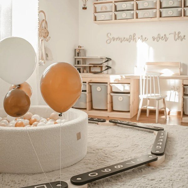 Senzorna staza od masivnog bora u prirodnoj boji 10x408x5 cm Montessori – Meowbaby-image-1