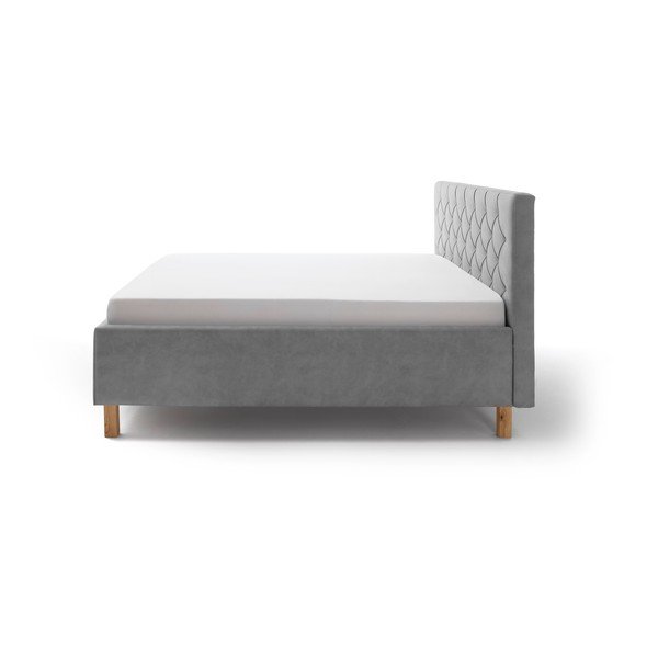 Svijetlo sivi tapecirani bračni krevet s prostorom za odlaganje s podnicom 160x200 cm San Remo – Meise Möbel-image-3