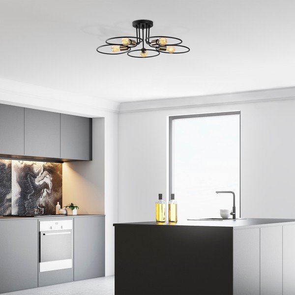 Crna stropna svjetiljka Circle – Opviq lights-image-1