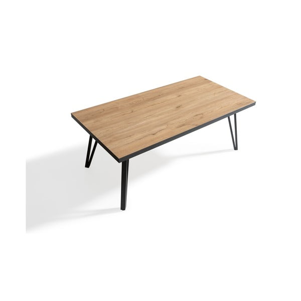 Crni/u prirodnoj boji stolić za kavu s pločom stola u dekoru hrasta 60x120 cm Sindi – Marckeric-image-3