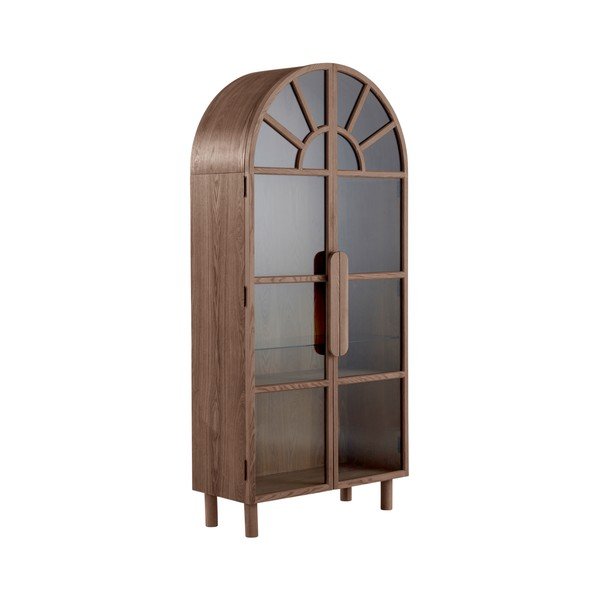Vitrina u dekoru oraha u tamnoj prirodnoj boji 90x195x40 cm Sandor – Jotex