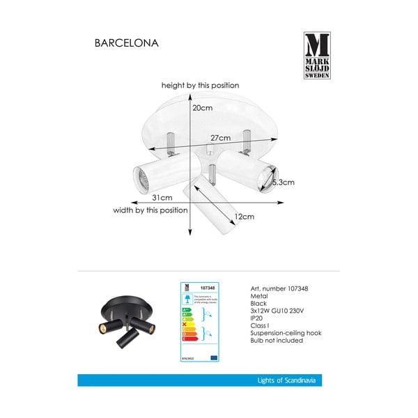 Crna zidna svjetiljka Markslöjd Barcelona Tres-image-2