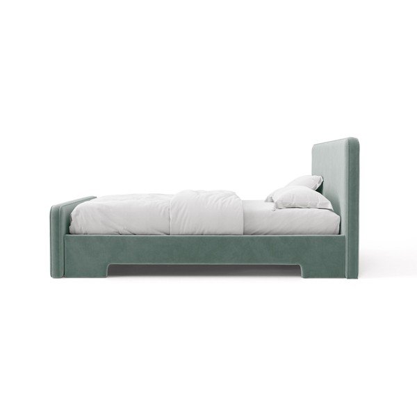 Svijetlo plavi tapecirani bračni krevet s podnicom 140x200 cm Eda – Micadoni -image-3