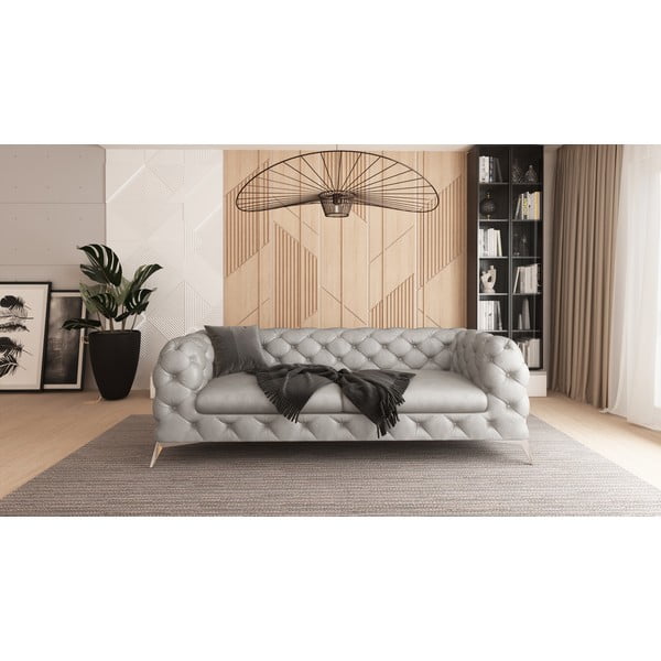 Svijetlo siva baršunasti sofa 225 cm Chelsea – Ropez-image-1