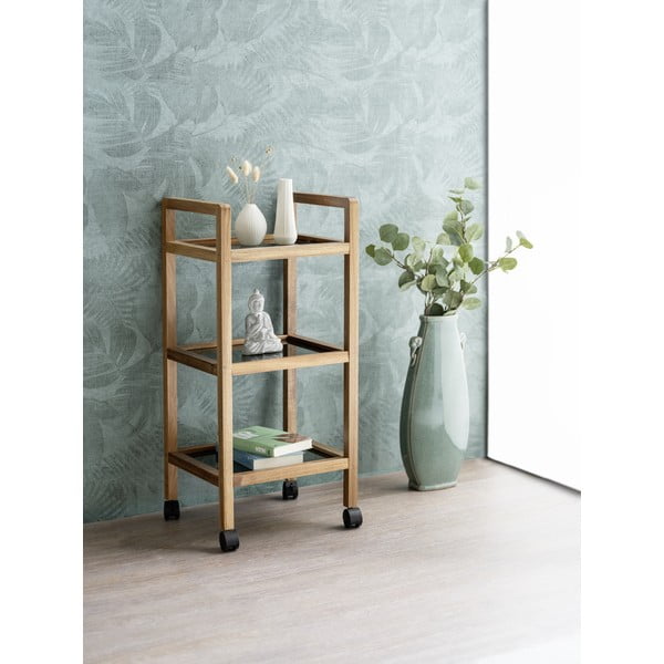 Crna/u prirodnoj boji kupaonska polica od masivnog bagrema 35x76,5 cm Fondi – Wenko-image-2