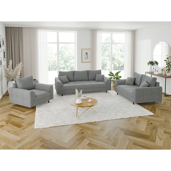 Siva sofa od bouclé tkanine 150 cm Ariella – Ropez-image-4