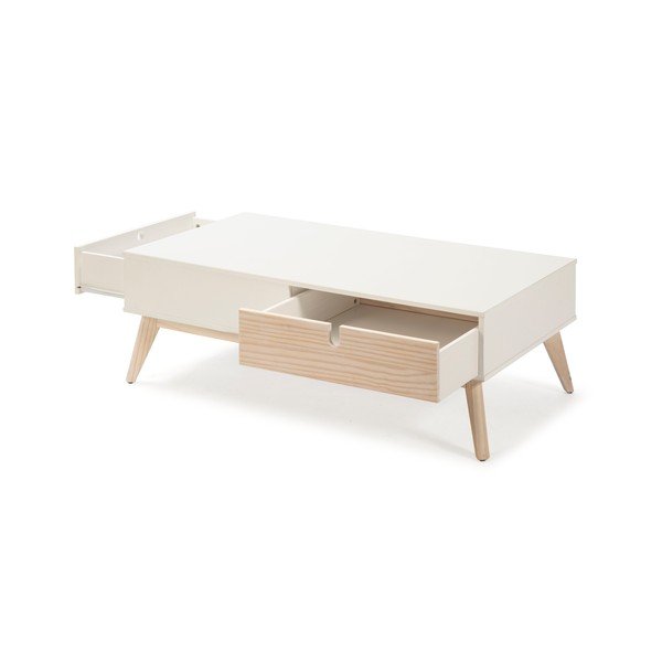 Bijeli stolić s 2 ladice i nogama od borovog drva Marckeric Kiara-image-4