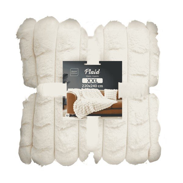 Krem deka od mikropliša/od umjetnog krzna 220x240 cm Igloo – douceur d'intérieur-image-4