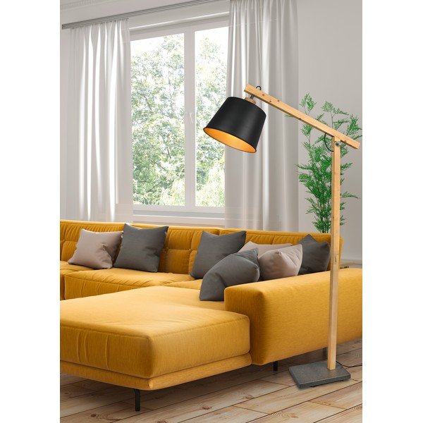 Crna/u prirodnoj boji stojeća svjetiljka s metalnim sjenilom (visina 156 cm) Harris – Trio-image-2