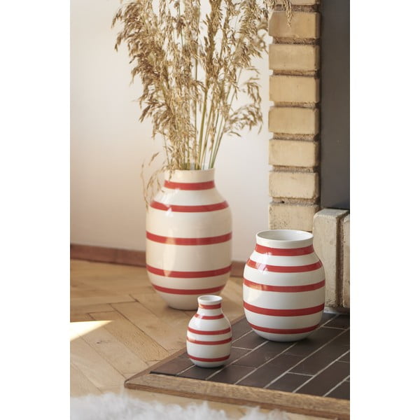 Bijelo-crvena prugasta keramička vaza Kähler Design Omaggio, visina 31 cm-image-1