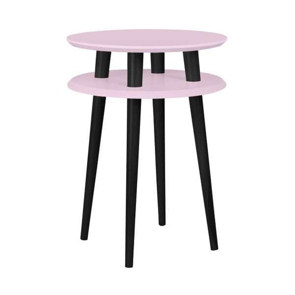 Svjetloružičasti pomoćni stolić s crnim nogama Ragaba UFO, Ø 45 cm