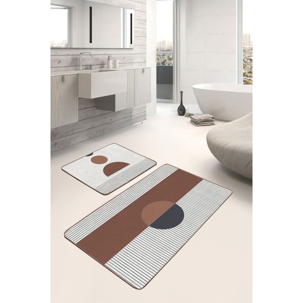 Bijelo-smeđe kupaonske prostirke u setu 2 kom 60x100 cm – Mila Home-image-3