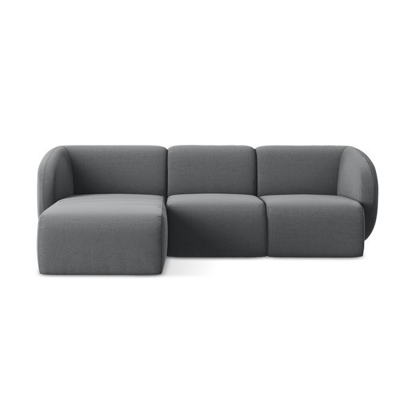 Siva baršunasti kutna garnitura (s lijevim kutom/s ležaljkom) Lani – Makamii