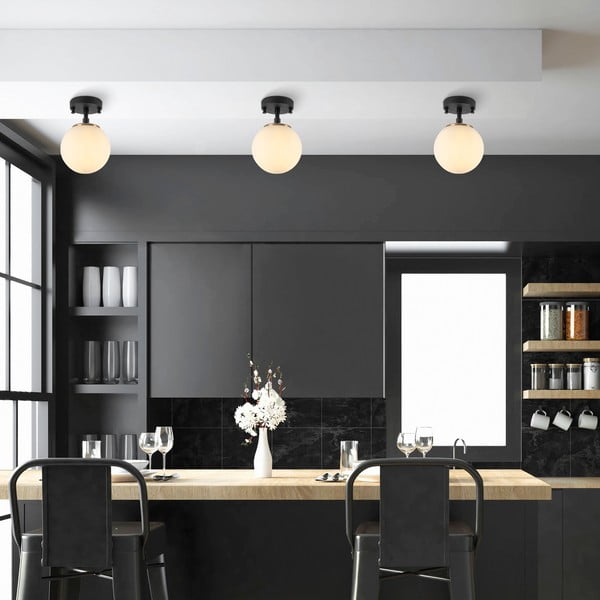 Crno-bijela stropna svjetiljka sa staklenim sjenilom ø 15 cm Atmaca – Opviq lights-image-2