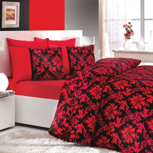 Posteljina za bračni krevet Avangarde Red, 200x220 cm