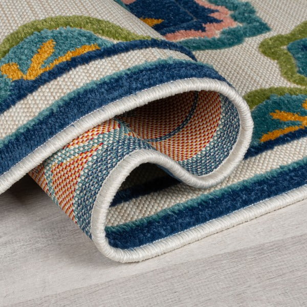 Plavi vanjski tepih 80x230 cm Beach Floral – Flair Rugs-image-2