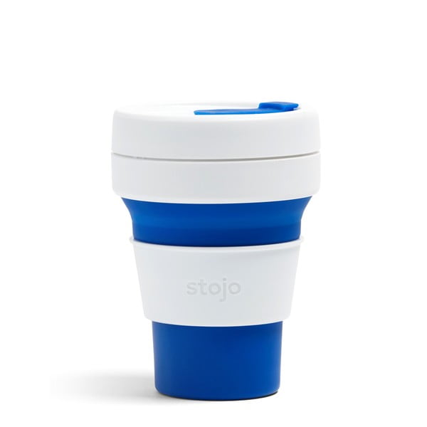 Bijelo-plava sklopiva putna šalica Stojo Pocket Cup, 355 ml