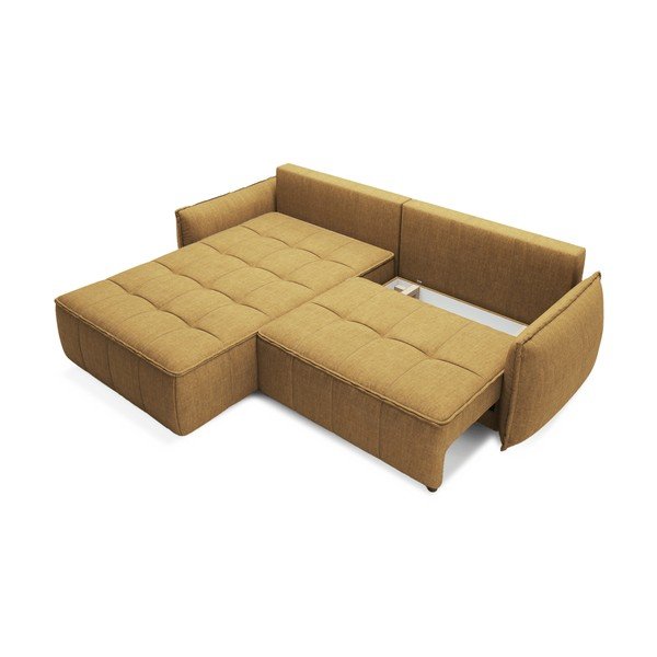 Žuta  baršunasti sklopiva/s prostorom za odlaganje kutna garnitura (s lijevim kutom/s ležaljkom) Campo – ELTAP-image-2