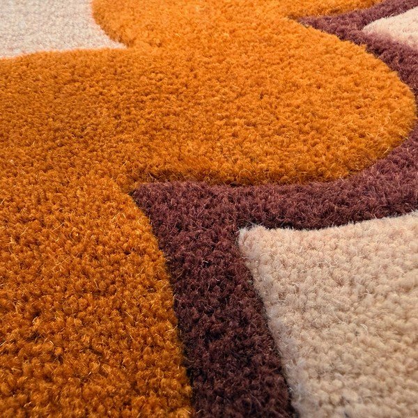 Narančasti/u prirodnoj boji ručno rađen vunen tepih 140x200 cm Wiggle Wool – Flair Rugs-image-3