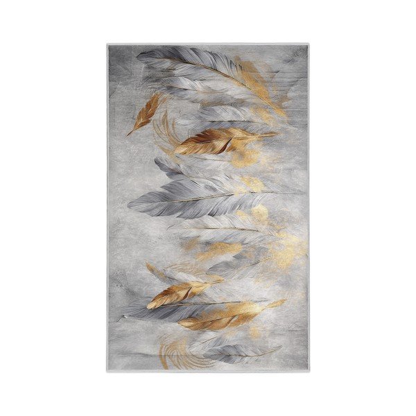 Sivi/u zlatnoj boji perivi tepih 120x180 cm Golden Feathers – Mila Home