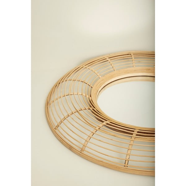 Zidno ogledalo s okvirom od bambusa ø 80 cm Charm – Hübsch-image-2