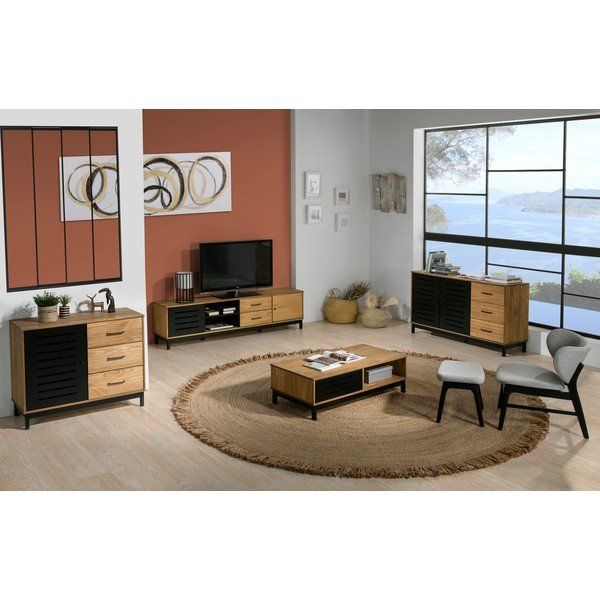 Drveni stolić s crnim detaljima Marckeric Alessia-image-1