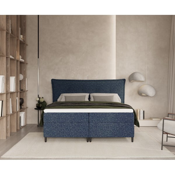Tamno plavi boxspring krevet s prostorom za pohranu 160x200 cm Sinai – Maison de Rêve-image-3