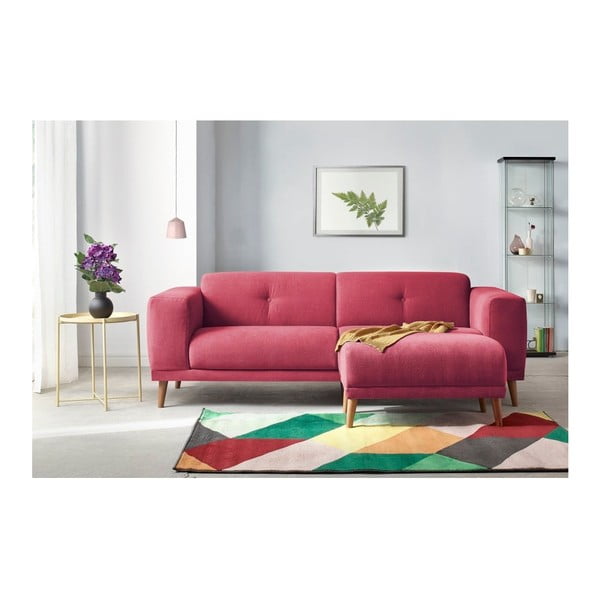 Crvena sofa s podnožjem Bobochic Paris Luna-image-4