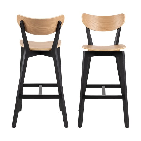 Crne/u prirodnoj boji barske stolice u setu 2 kom od masivnog kaučuka 105 cm Roxby – Actona-image-4