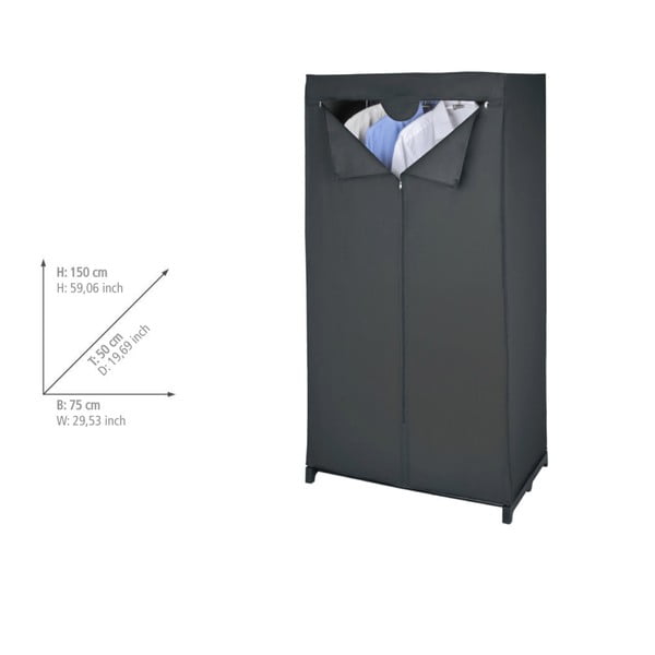 Crni tekstilni ormar 75x150 cm Deep – Wenko-image-1