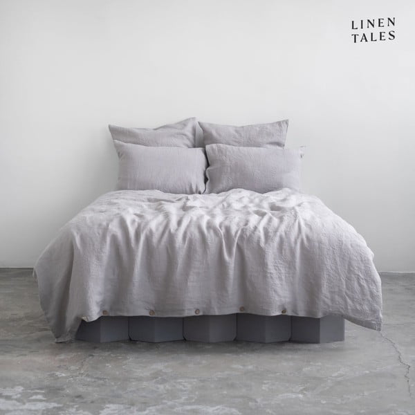 Svijetlo siva lanena produžena posteljina za krevet 165x220 cm - Linen Tales