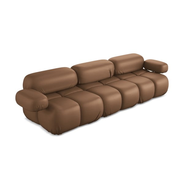 Smeđa sofa od imitacije kože 285 cm Lokua – Makamii-image-1