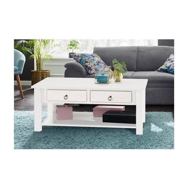 Bijeli stolić za kavu od borovine Støraa Inda-image-1