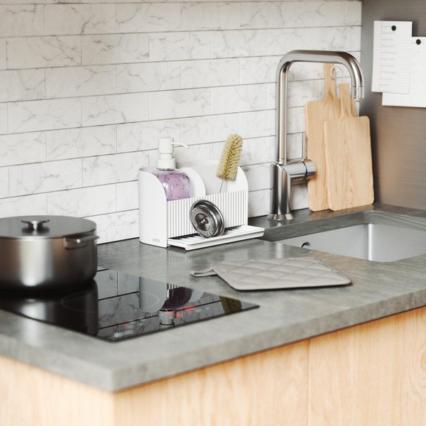 Bijeli držač za deterdžente od reciklirane plastike Sling – Umbra-image-1