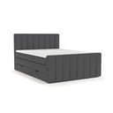 Sivi boxspring krevet s prostorom za pohranu 140x200 cm Ruby – Maison de Rêve