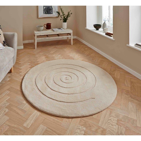 Kremasto bijeli vuneni tepih Think Rugs Spiral, ⌀ 180 cm-image-1