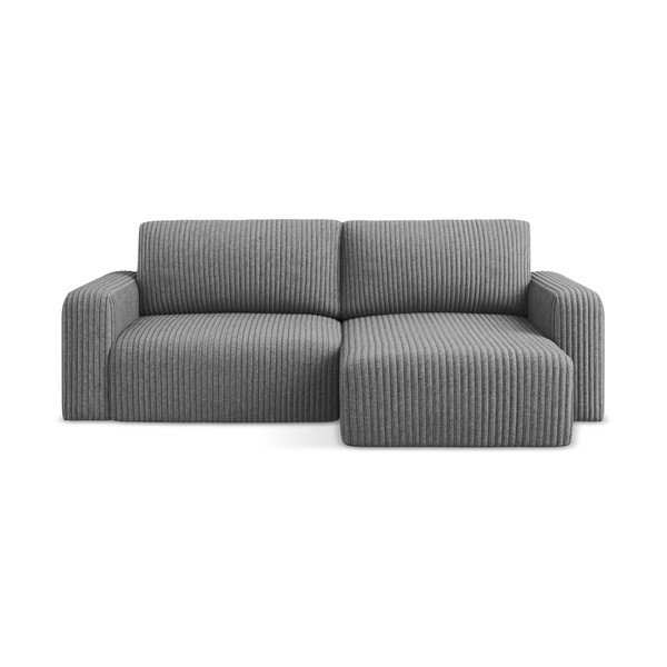 Siva sklopiva/s prostorom za odlaganje kutna garnitura od samta (s desnim kutom/s ležaljkom) Kona – Makamii