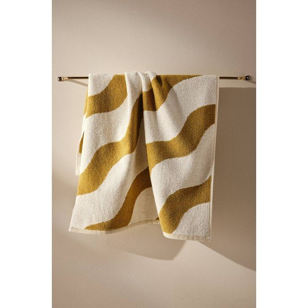 Žuti /krem pamučan ručnik 50x70 cm Waves – Jotex-image-1