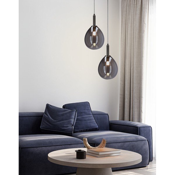 Siva LED viseća svjetiljka sa staklenim sjenilom Lukka – Candellux Lighting-image-1