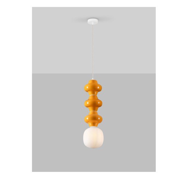 Bijela/narančasta viseća svjetiljka keramička sa staklenim sjenilom ø 18 cm Clio – Nova Luce-image-3
