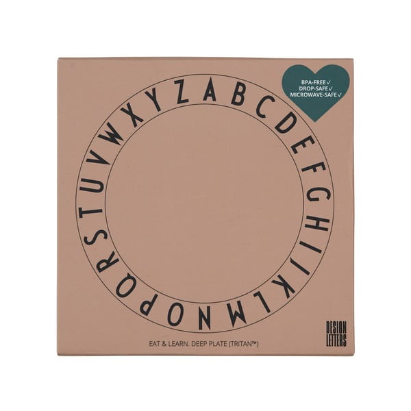 Bež dječji duboki tanjur Design Letters Eat & Learn, ø 15,5 cm-image-1