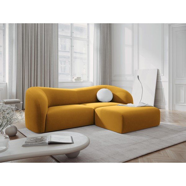 Senf žuta baršunasta sofa 237 cm Santi – Interieurs 86-image-1