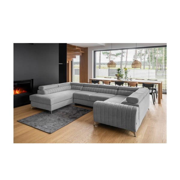 Svijetlo siva sklopiva/s prostorom za odlaganje kutna garnitura (s lijevim kutom/u obliku slova "U") Louis – ELTAP-image-1