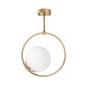 Bijela/mjedena stropna svjetiljka sa staklenim sjenilom 39x26 cm Dolunay – Opviq lights