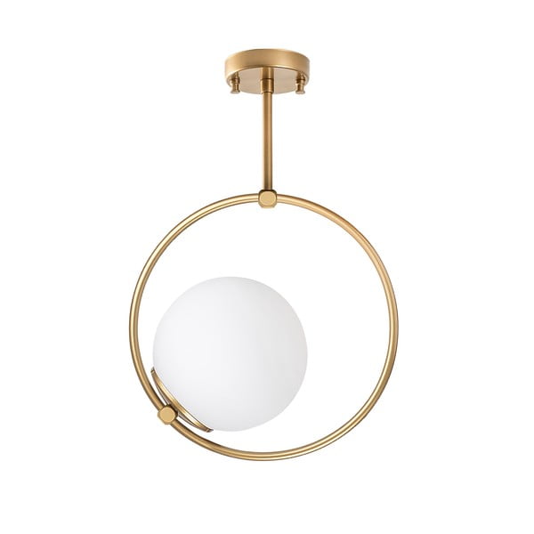 Bijela/mjedena stropna svjetiljka sa staklenim sjenilom 39x26 cm Dolunay – Opviq lights