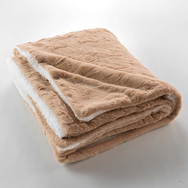 Svjetlo smeđa deka od mikropliša 180x220 cm Foxy – douceur d'intérieur