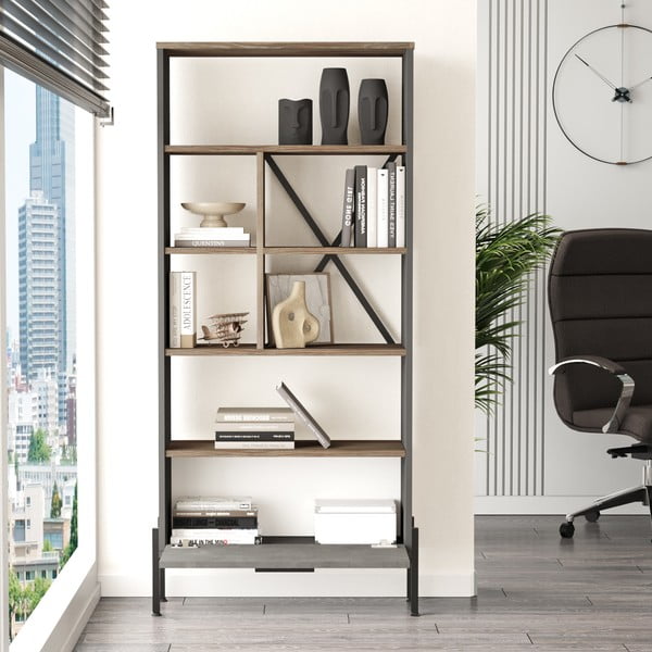 Siva polica za knjige 75,5x161 cm Magda - Kalune Design-image-3