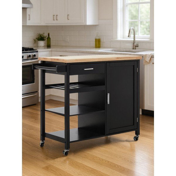 Kolica za posluživanje na kotačima od masivnog kaučuka 48x105 cm Frankfurt – Premier Housewares-image-2